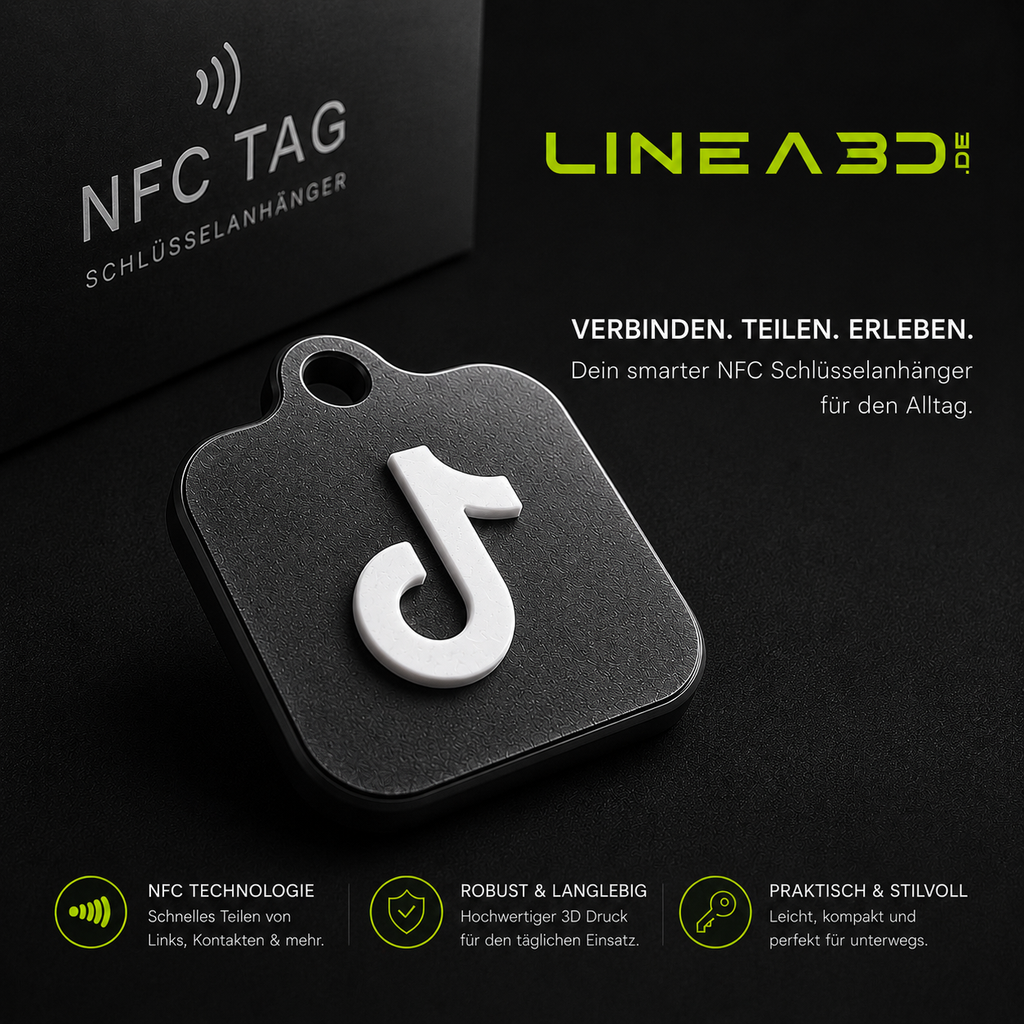 TikTok NFC Schlüsselanhänger in Schwarz Weiß
