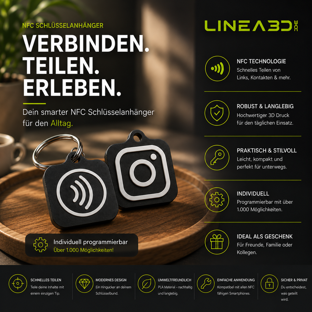 Instagram NFC Schlüsselanhänger in Wunschfarbe 2 Farbig