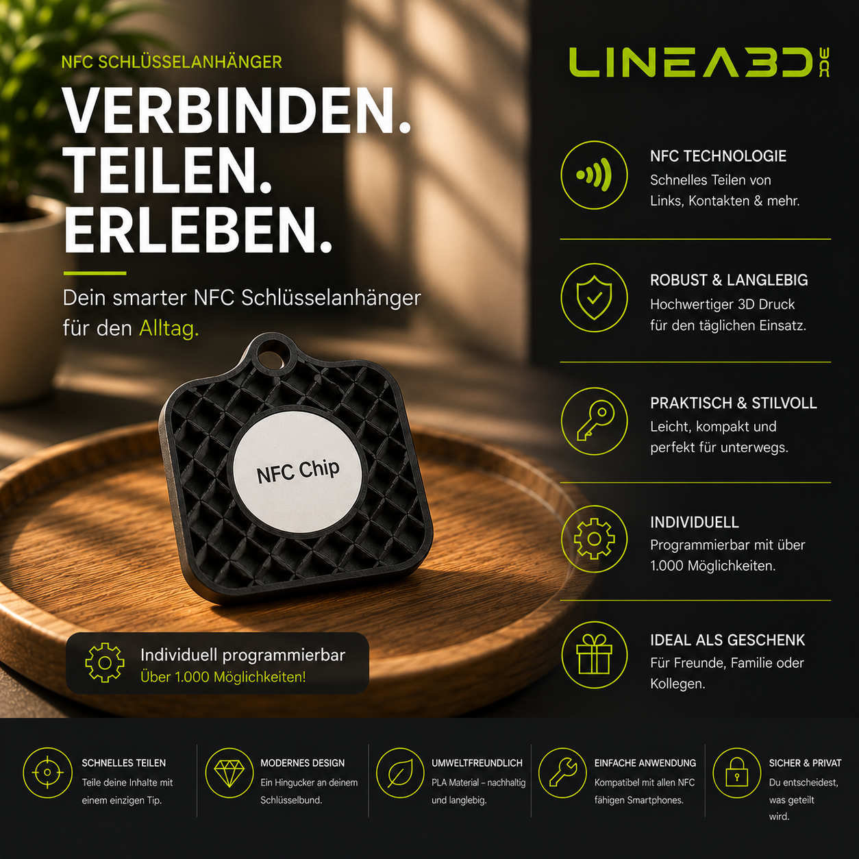 Instagram NFC Schlüsselanhänger in Wunschfarbe 2 Farbig