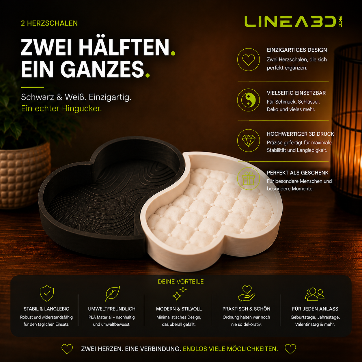 Herz Schalen Schwarz/weiß - Heart Bowl