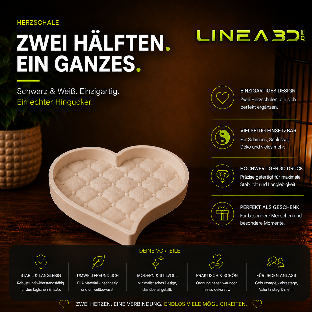 Herz Schalen Schwarz/weiß - Heart Bowl