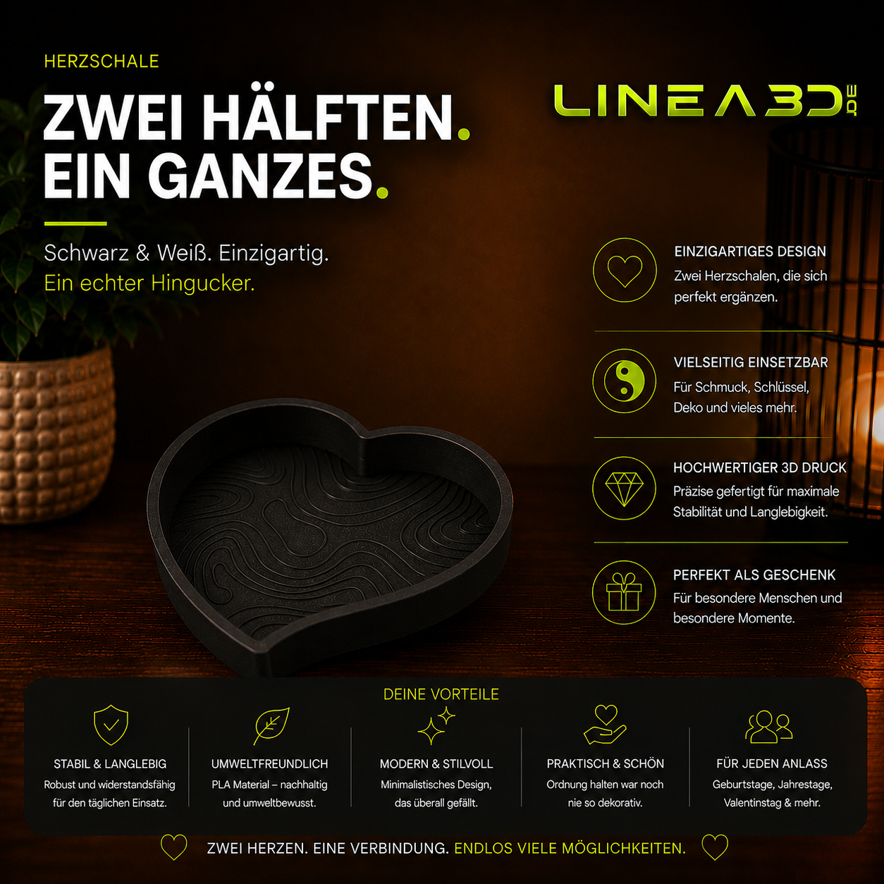 Herz Schalen Schwarz/weiß - Heart Bowl
