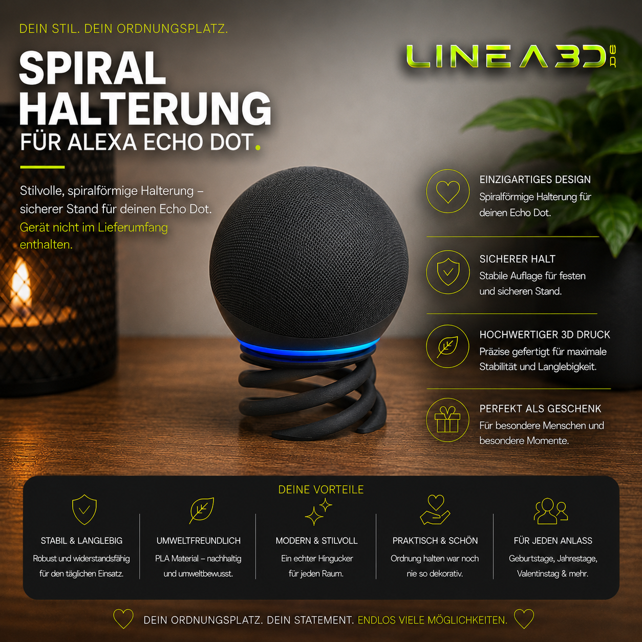 Tischständer Spirale für Alexa Echo Dot 5. Generation