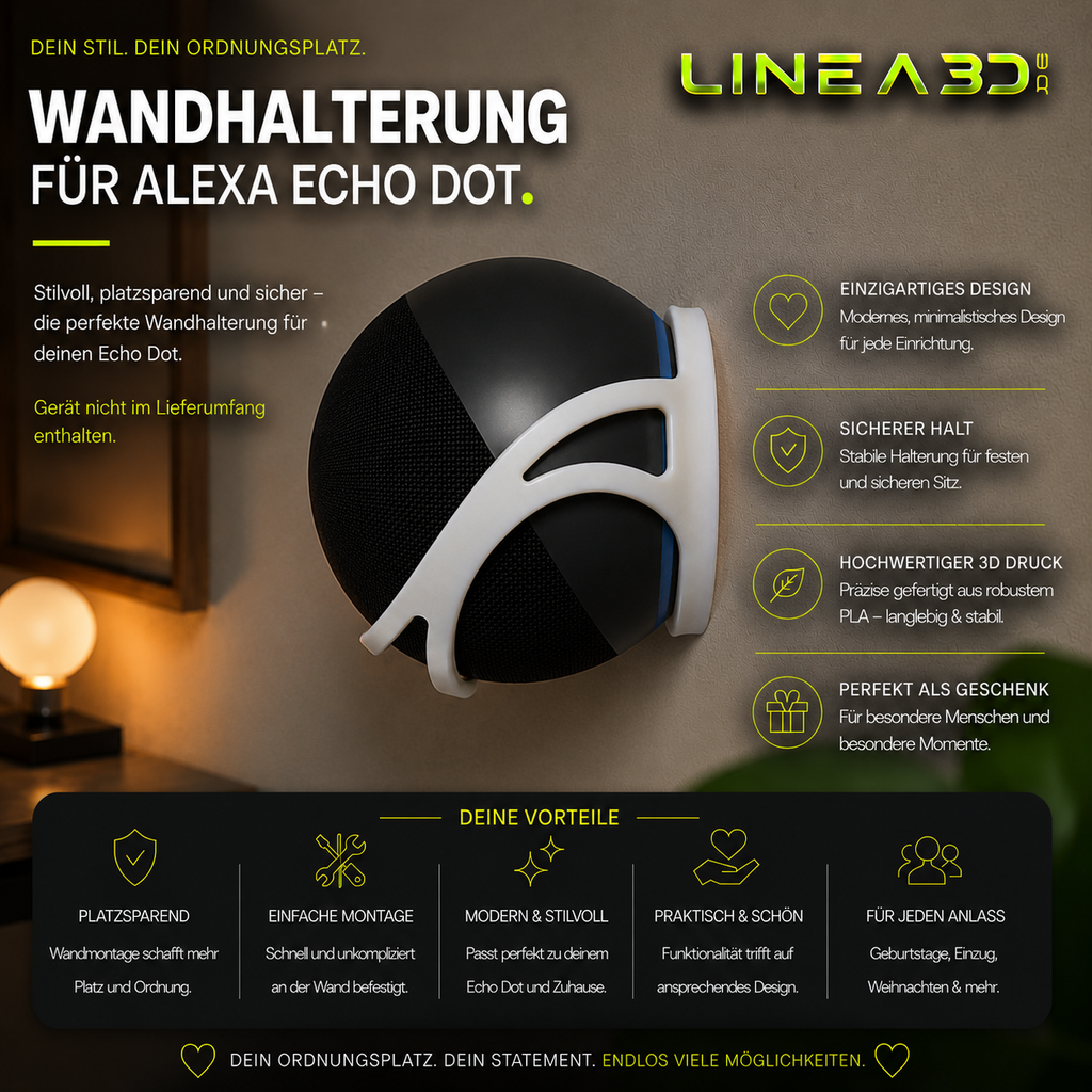 Wandhalterung Stylisch für Alexa Echo Dot 5. Generation
