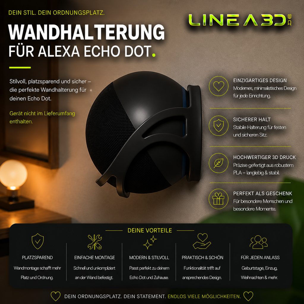 Wandhalterung Stylisch für Alexa Echo Dot 5. Generation