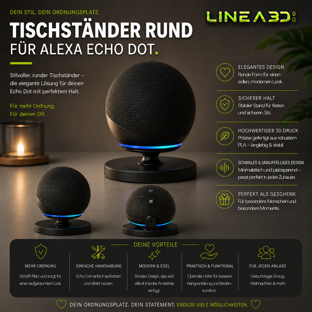 Tischständer Rund & Elegant für Alexa Echo Dot 5. Generation