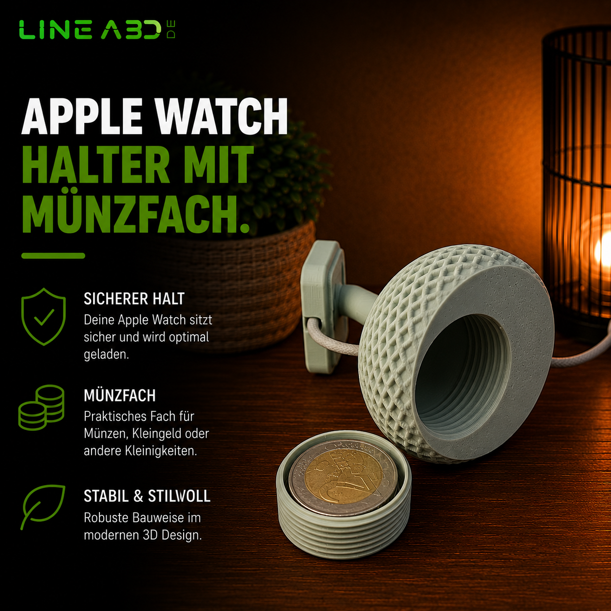 Watch Halter, Ständer, Display Samsung, Apple & co. mit Münzfach