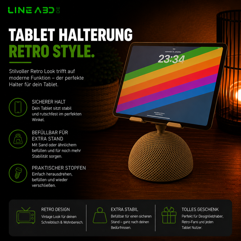 Retro Tablet-Halter mit Befüllfunktion