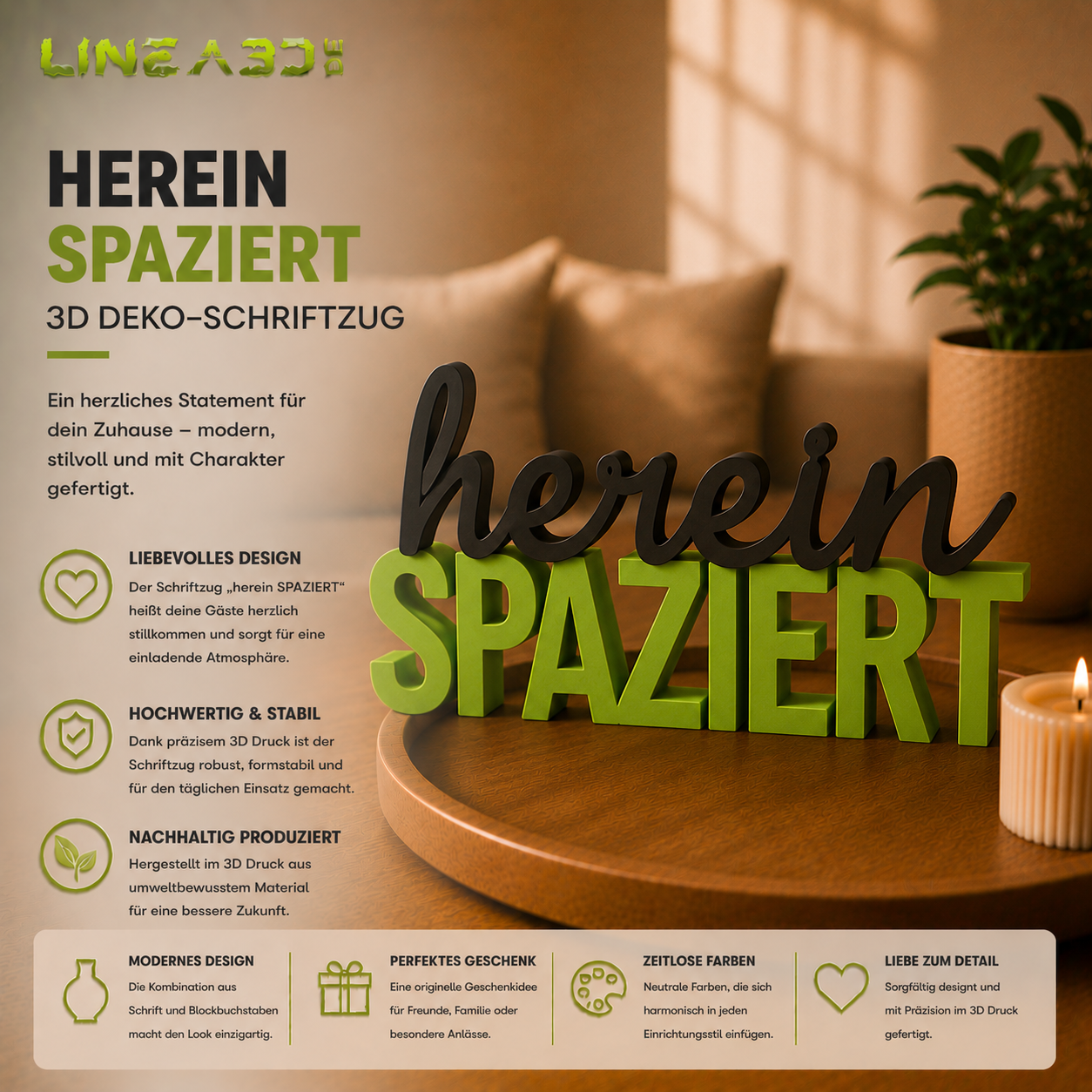Herein SPAZIERT – Deko Schriftzug