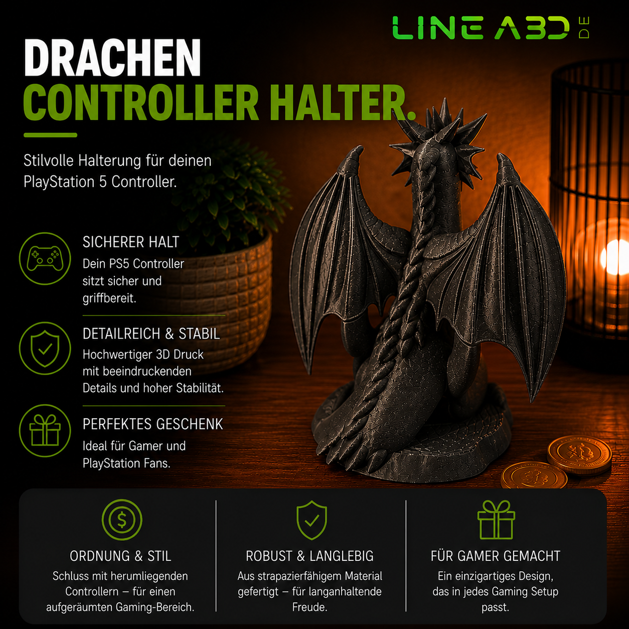 Drache Dragon PS5 Ständer für Controller