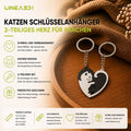 2-teiliger Katzen Herz Schlüsselanhänger